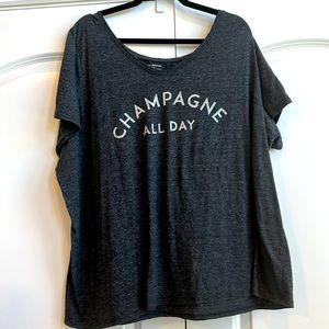 Lane Bryant Gray Graphic Tee "Champagne All Day"